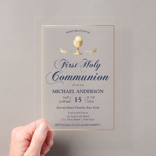Invitation élégante de première communion en or (In situ (ordinateur de poche))