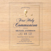 Invitation élégante de première communion en or (Recto)