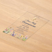 Invitation élégante de Première Communion florale (Poser)
