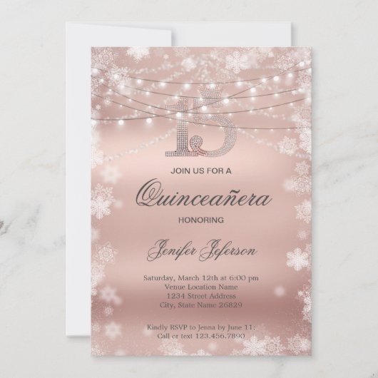 Invitation élégante de Quinceanera (Devant)