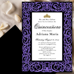 Invitation élégante de Quinceanera à motif violet