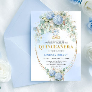Invitation élégante de Quinceañera aux hortensias