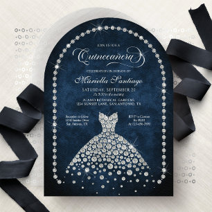 Invitation élégante de Quinceanera avec diamants