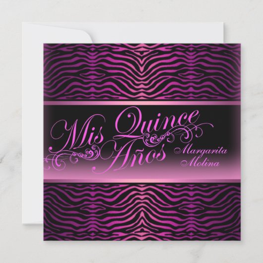 Invitation élégante de Quinceanera avec impression (Devant)