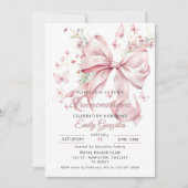 Invitation élégante de Quinceañera avec nœud rose (Devant)