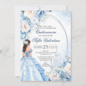 Invitation élégante de Quinceañera bleu bébé (Devant)