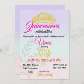 Invitation élégante de quinceañera botanique paste (Devant / Derrière)