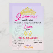 Invitation élégante de quinceañera botanique paste (Devant / Derrière)