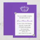 Invitation élégante de Quinceañera de couronne (Devant / Derrière)