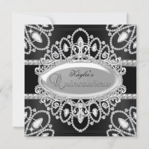 Invitation élégante de Quinceanera diamant noir et
