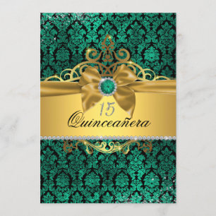 Invitation élégante de Quinceanera en doré sarcell