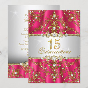 Invitation élégante de Quinceanera en or et perle