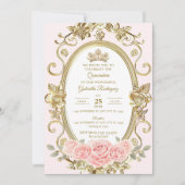 Invitation élégante de Quinceañera Fleur rose (Devant)