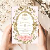 Invitation élégante de Quinceañera Fleur rose