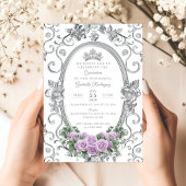 Invitation élégante de Quinceañera Fleurie Violet 