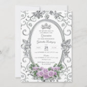 Invitation élégante de Quinceañera Fleurie Violet  (Devant)