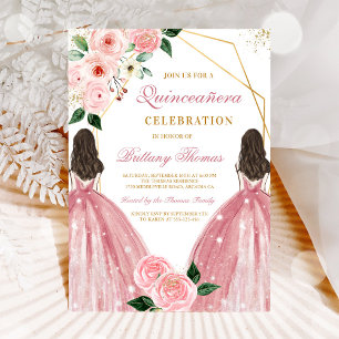 Invitation élégante de Quinceañera florale