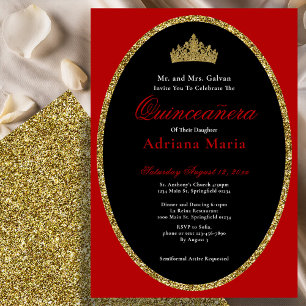 Invitation élégante de Quinceanera paillettes roug