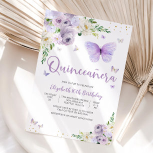 Invitation élégante de Quinceañera Papillon