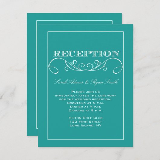 Invitation élégante de réception turquoise (Devant / Derrière)