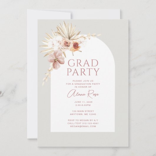 Invitation élégante de remise de diplôme sur le th (Devant)