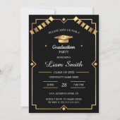 Invitation élégante de remise de diplômes noir et  (Devant)