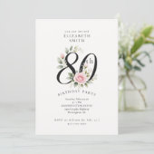 Invitation élégante de Rose rose pour 80e annivers (Debout devant)