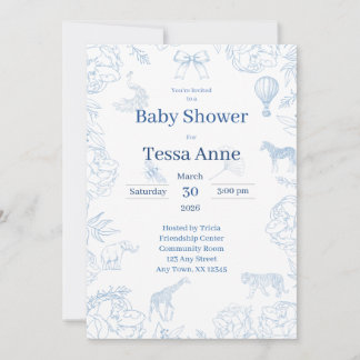 Invitation élégante de Safari pour Baby Shower Ble