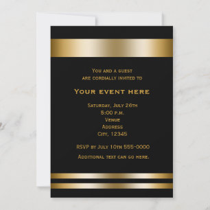 Invitation élégante de soirée dinatoire en noir et