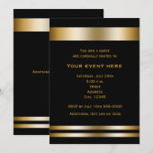 Invitation élégante de soirée en noir et or (Devant / Derrière)