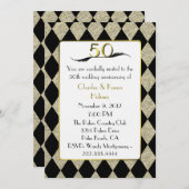 Invitation élégante de style Art déco pour le 50e  (Devant / Derrière)