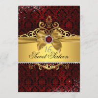 Invitation élégante de Sweet Sixteen en rouge rubi