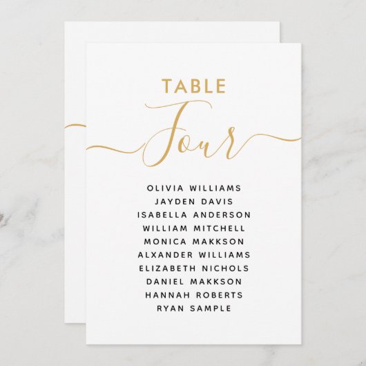 Invitation élégante de tableau de sièges en or (Devant / Derrière)