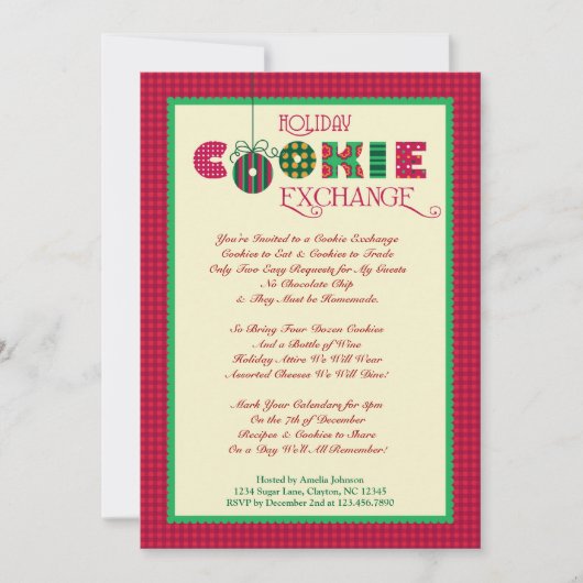Invitation élégante d'échange de biscuit de (Devant)