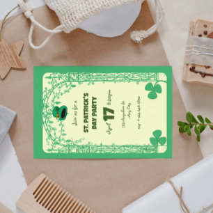 Invitation Élégante décoration de trèfle cadre Saint-Patrick