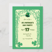 Invitation Élégante décoration de trèfle cadre Saint-Patrick (Devant)