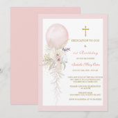 Invitation Élégante dédicace florale et 1er anniversaire (Devant / Derrière)