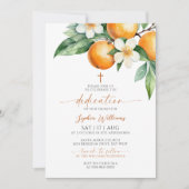 Invitation Élégante Dédication Florale Orange (Devant)