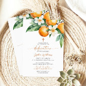 Invitation Élégante Dédication Florale Orange