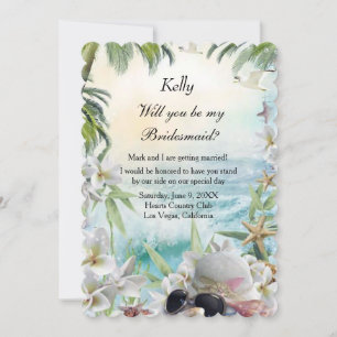 Invitation Élégante Demoiselle d'Honneur de Mariage Floral Tr