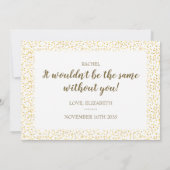 Invitation Élégante demoiselle d'honneur du coeur d'or (Dos)