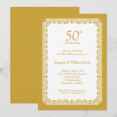 Invitation Elégante dentelle 50e Anniversaire Mariage d'or (Devant / Derrière)