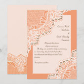 Invitation Elégante dentelle blanche avec perles corail maria (Devant / Derrière)