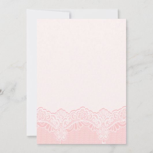 Invitation Elégante dentelle blanche avec perles rose mariage (Dos)