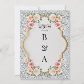 Invitation Elégante dentelle blanche et arche florale Mariage (Dos)