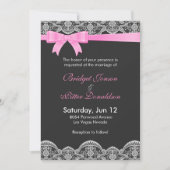 Invitation Élégante Dentelle Blanche Et Mariage De Ruban Rose (Devant)