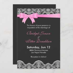 Invitation Élégante Dentelle Blanche Et Mariage De Ruban Rose