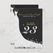 Invitation Élégante dentelle blanche Mariage robe Table 23 (Devant / Derrière)