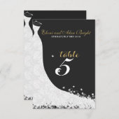 Invitation Élégante dentelle blanche Mariage robe Table 5 (Devant / Derrière)