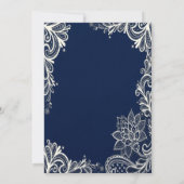 Invitation élégante dentelle blanche marine bleu Retraite Par (Dos)